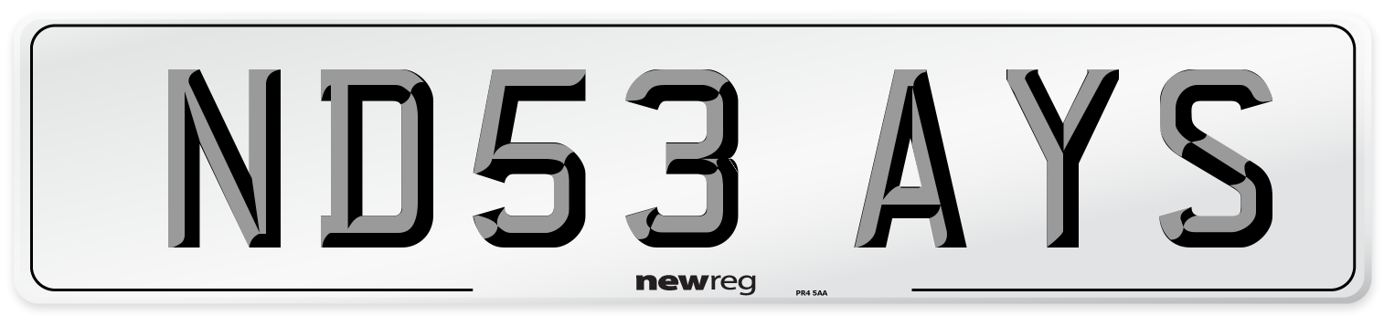 ND53 AYS Number Plate from New Reg